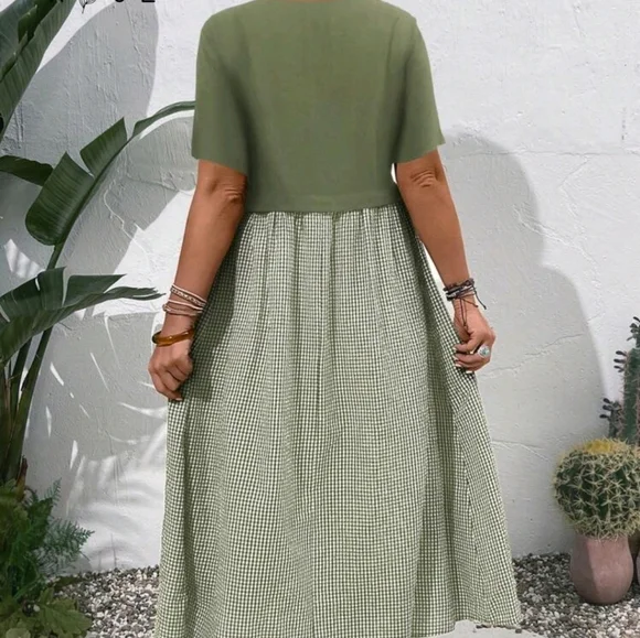 Emery Rose Green Plaid Dress Plus Size 1XL - Picture 2 of 8